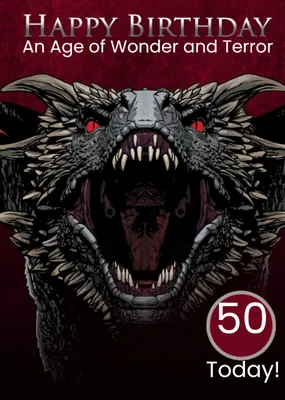 Game of Thrones Drogon Wonder and Terror age birthday Card