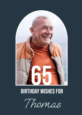 50th Birthday Wishes Bold Arch Frame Photo Upload Card