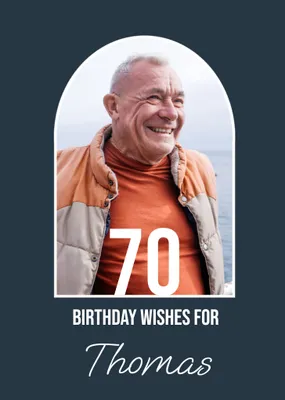 50th Birthday Wishes Bold Arch Frame Photo Upload Card