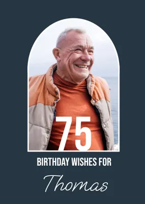 50th Birthday Wishes Bold Arch Frame Photo Upload Card