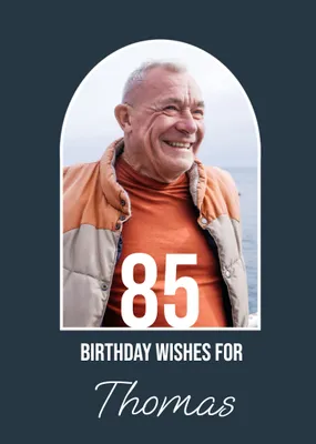 50th Birthday Wishes Bold Arch Frame Photo Upload Card
