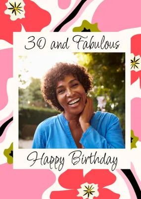 50 And Fabulous Floral Photo Upload Birthday Card