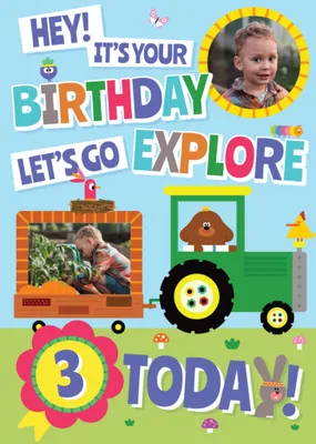 Hey Duggee Let's Go Explore Photo Upload Birthday Card