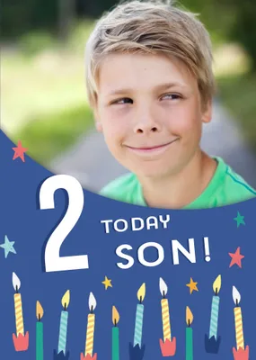 Modern Illustrated Photo upload 2nd Birthday Card