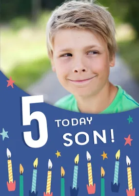 Modern Illustrated Photo upload 2nd Birthday Card
