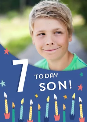 Modern Illustrated Photo upload 2nd Birthday Card