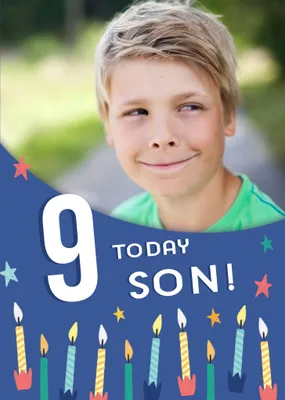 Modern Illustrated Photo upload 2nd Birthday Card