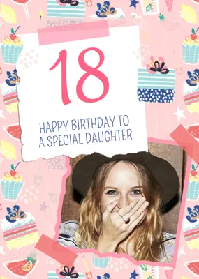 Modern Illustrated Photo upload 20 Happy Birthday To A Special Daughter Card