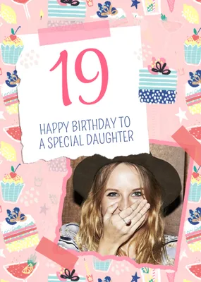 Modern Illustrated Photo upload 20 Happy Birthday To A Special Daughter Card