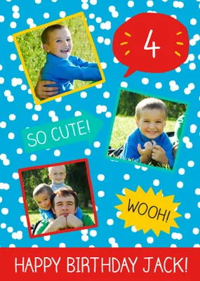 So Cute Personalised Photo Upload Happy 4th Birthday Card