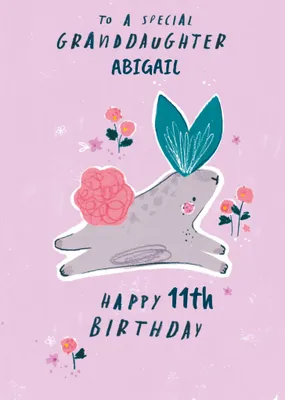 Hotchpotch To A Special Granddaughter Sweet Illustrated Bunny Rabbit 11th Birthday Card