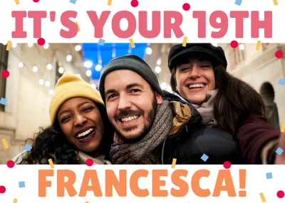 Colourful Confetti Photo Upload 30th Birthday Card