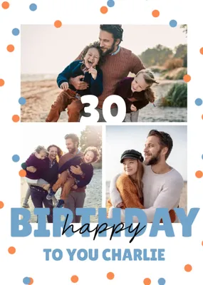 Modern Bold Confetti Photo Upload 40th Birthday Card