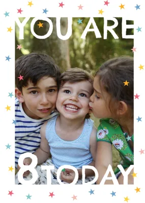 Fun Confetti Stars 3 Today Photo Upload Birthday Card