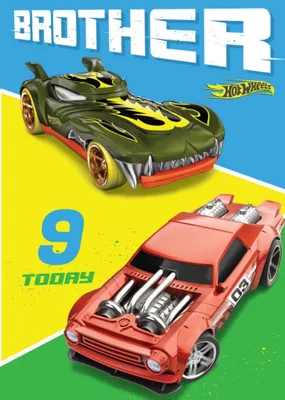 Hot Wheels Brother Age 9 Today Birthday Card