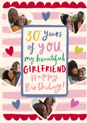 Beautiful Girlfriend Photo Upload 30th Birthday Card