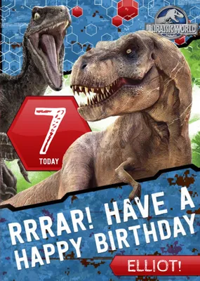 Jurassic World 7Th Birthday Card