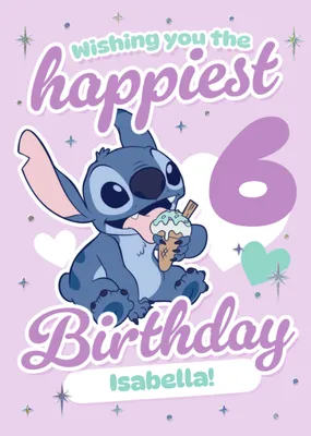 Disney Lilo And Stitch Illustrated Happiest Birthday Card