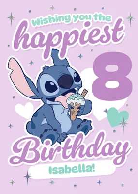 Disney Lilo And Stitch Illustrated Happiest Birthday Card