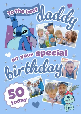 Disney Lilo And Stitch Daddy 30th Birthday Photo Upload Card