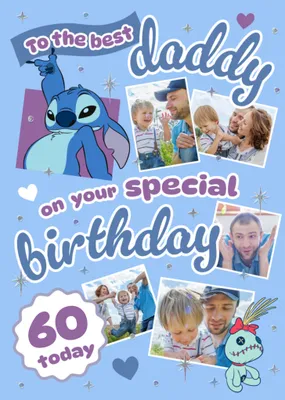 Disney Lilo And Stitch Daddy 30th Birthday Photo Upload Card