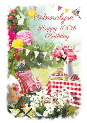 Traditional Garden Afternoon Tea Happy 100th Birthday Card