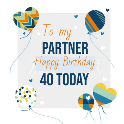 Patterend Balloons Typographic Partner 40th Birthday Card