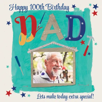 Ling Design Illustrated DIY Dad 80th Photo Upload Birthday Card
