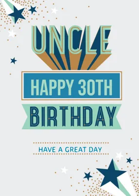 Ling Design Illustrated Typographic Uncle 30 Birthday Card 