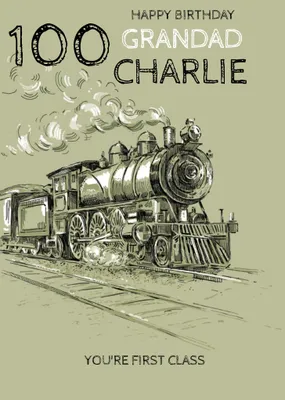 Illustration Of A Steam Train Happy 90th Birthday Grandad Card