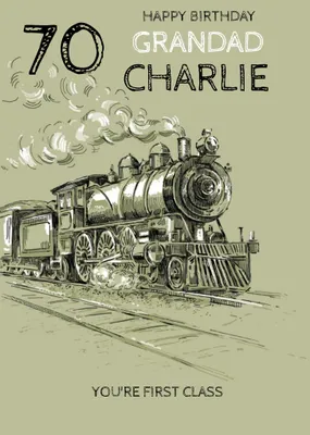 Illustration Of A Steam Train Happy 90th Birthday Grandad Card