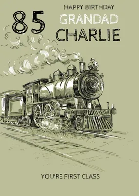 Illustration Of A Steam Train Happy 90th Birthday Grandad Card