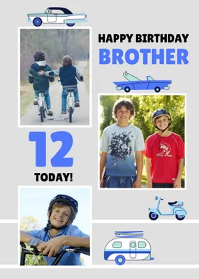 Lemon Ribbon 12 Today Brother Photo Upload Birthday Card