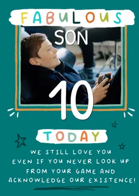 Funny Gaming Verse Son 11 Today Photo Upload Birthday Card
