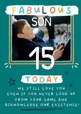 Funny Gaming Verse Son 11 Today Photo Upload Birthday Card