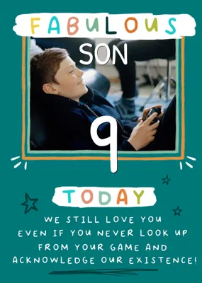 Funny Gaming Verse Son 11 Today Photo Upload Birthday Card