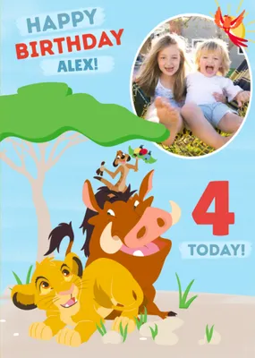 Disney Lion King Birthday Photo upload Card  4  Today!
