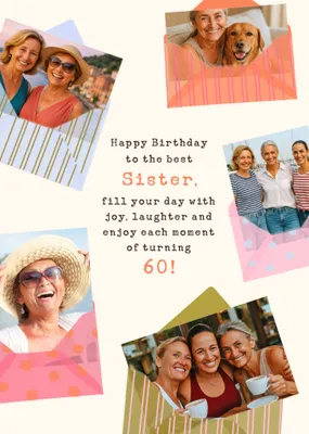 Enjoy Each Moment Photo Upload Sister 60th Birthday Card