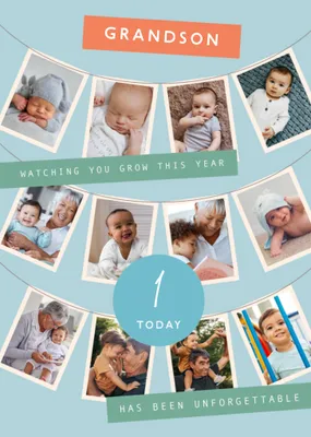 Grandson Photo Upload 1st Birthday Card