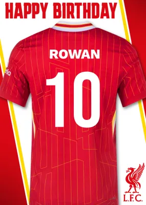 No 18 Liverpool Jersey Happy Birthday Card