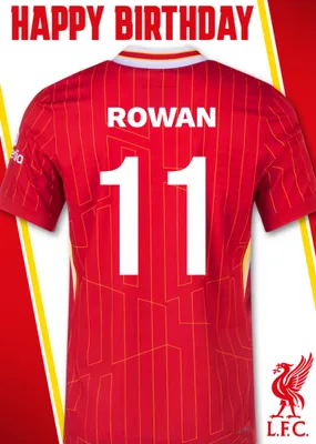 No 18 Liverpool Jersey Happy Birthday Card