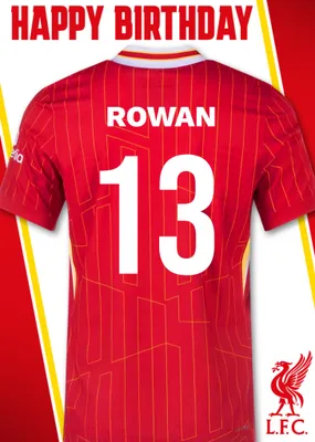 No 18 Liverpool Jersey Happy Birthday Card