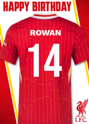 No 18 Liverpool Jersey Happy Birthday Card