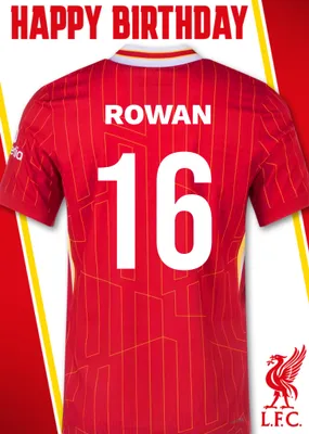 No 18 Liverpool Jersey Happy Birthday Card