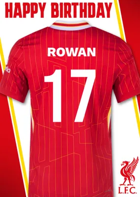 No 18 Liverpool Jersey Happy Birthday Card