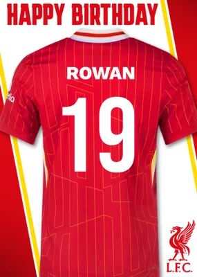 No 18 Liverpool Jersey Happy Birthday Card