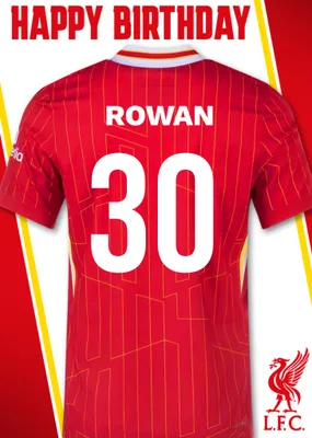 No 18 Liverpool Jersey Happy Birthday Card