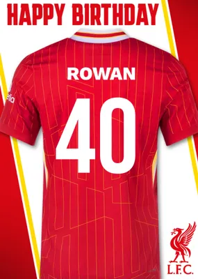 No 18 Liverpool Jersey Happy Birthday Card