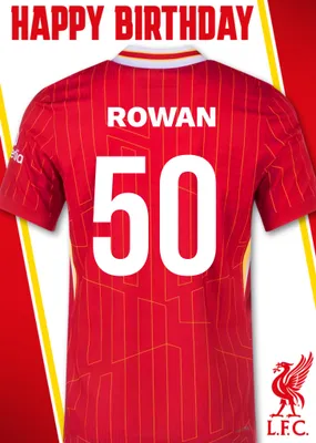 No 18 Liverpool Jersey Happy Birthday Card
