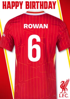 No 18 Liverpool Jersey Happy Birthday Card